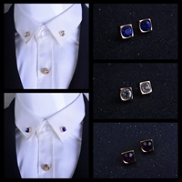 Phiên bản Hàn Quốc của trang sức nhỏ pha lê trâm cài kim cương vuông vuông kim cương nhỏ cổ áo kim cổ áo khóa cổ áo clip nam cài áo