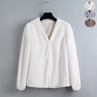 Xuất khẩu phụ nữ Nhật Bản tính khí giả lông thoải mái ấm V-Cổ Lantern tay áo sang trọng áo khoác mùa thu và mùa đông của phụ nữ 0.36 áo lông cừu chính hãng