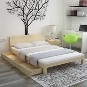 Thông giường đôi 1.8 m giường gỗ rắn 1.8 giường gỗ giường đơn giản 1.5 m giường cho thuê giường thực