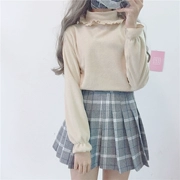 2018 nhỏ mới áo blouse mùa thu nữ Nhật Bản ngọt ngào dễ thương thả lỏng tai gỗ chạm đáy áo len