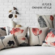 Sáng tạo Của Trung Quốc phong cách hiện đại Của Trung Quốc phong cách gỗ gụ sofa vẽ mực sen ins ôm gối sofa cushion cover lõi lớn