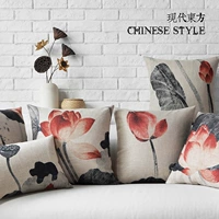 Sáng tạo Của Trung Quốc phong cách hiện đại Của Trung Quốc phong cách gỗ gụ sofa vẽ mực sen ins ôm gối sofa cushion cover lõi lớn chăn gối 2 trong 1