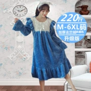 Đồ ngủ mùa thu và mùa đông váy ngủ nữ flannel chất béo MM lỏng cộng với phân bón XL 200 kg nữ dài lông cừu san hô