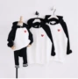 Quần áo mùa thu cha mẹ trẻ em 2018 phiên bản mới Hàn Quốc của áo len trắng đen giản dị dành cho gia đình gồm ba chiếc áo len gia đình đầy đủ shop trẻ em