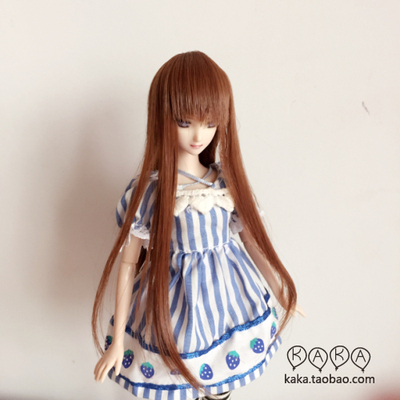 taobao agent Tea Kaka hand | Daily buckle long wig brown BJD/AZ/OB/Keer/Barbie doll