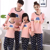 Vài bộ đồ ngủ mùa thu cha mẹ và con dịch vụ nhà cotton gia đình ba Hàn Quốc phiên bản của phim hoạt hình cô gái dài tay đồ ngủ phù hợp với nam giới đồ gia đình