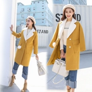 Áo khoác dạ nữ dài tay mùa đông 2018 mới của Hàn Quốc - Trung bình và dài Coat