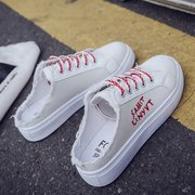 Một nửa dép nữ 2018 mùa hè mới Hàn Quốc phiên bản của hoang dã phẳng giày trắng mà không có gót chân một bàn đạp lười biếng giày vải