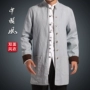 Của nam giới Tang phù hợp với phần dài linen coat trang phục dân tộc phong cách Trung Quốc mùa xuân áo sơ mi nam thiền nằm quần áo áo khoác kiểu đồ bộ đẹp