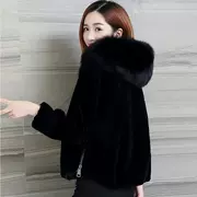 Điều trị đặc biệt Hiếm giả lông cừu cắt lông trùm đầu phiên bản ngắn của Hàn Quốc của giả mới lông cáo lông cổ áo lông thú nữ