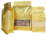 New 10*20cm +6cm Gold Ziplock Bag With Window , Stand Up Sid