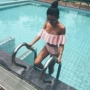 Chuan Xin Hàn Quốc mới sen lá cao eo rỗng spa bơi bikini gợi cảm chia áo tắm nữ bikini - Bộ đồ bơi hai mảnh 	áo tắm 2 mảnh yếm	
