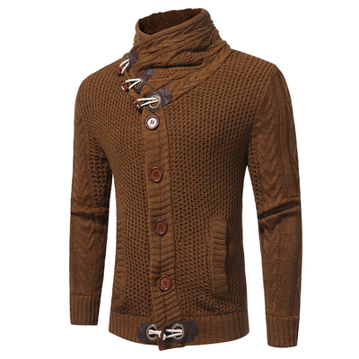 Quần áo mùa đông Men Cardigan Sweater HighCollar Dày dệt kim