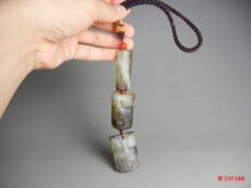 Подвеска для автомобиля 真品西周和田玉鸟纹人面纹三个组件佩饰车挂古玉老玉器古董古玩