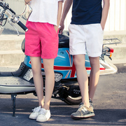 Bông mùa hè những người yêu thích màu hồng giản dị quần short nam năm quần bãi biển 2017 mùa hè mới Hàn Quốc quần
