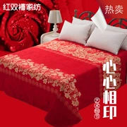 Đám cưới mới lớn màu đỏ tờ duy nhất mảnh 1.8m2 mét giường dày chà nhám quilt cover đám cưới tờ ba hoặc bốn bộ