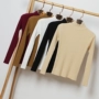 2018 phiên bản Hàn Quốc mới của mùa thu đông mùa thu áo len ngắn nữ cổ cao nửa cổ áo dài tay mỏng mảnh áo len đáy áo khoác len nữ