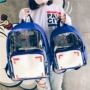 Trong suốt ba lô nữ canvas Hàn Quốc phiên bản của thủy triều bf gió đường phố túi trường nữ Harajuku ulzzang học sinh trung học ba lô balo trẻ em