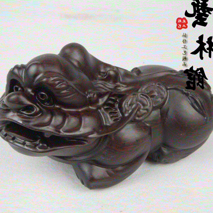 泰國實木雕招財可愛加菲貓釣魚擺件小動物客廳酒櫃裝飾擺設工藝品