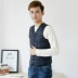 Áo vest nam cotton ngắn ấm áp vest vest vai trung niên cổ chữ V bó sát vest mùa thu và mùa đông hoang dã lót