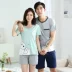 Các cặp vợ chồng mùa hè 2017 cotton ngắn tay đồ ngủ Hàn Quốc Slim nam giới và phụ nữ phim hoạt hình dịch vụ nhà phù hợp với mùa hè