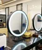 Современное двусторонное круглое зеркало с подсветкой, для салонов красоты