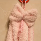 Розовое мягкое полотенце с бантиком, кухня, увеличенная толщина