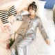 Đồ ngủ Hàn Quốc nữ mùa xuân và mùa thu băng lụa dài tay áo hai mảnh phù hợp với phần mỏng mùa hè dịch vụ nhà gợi cảm - Giống cái