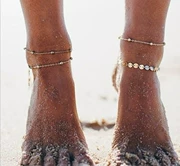 Tối giản gió bất đối xứng vòng bead vòng mix double-layer vòng chân nữ bãi biển kỳ nghỉ đồng sequins đồ trang sức chân
