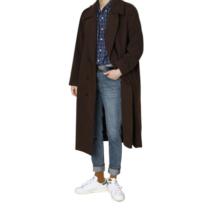 Áo khoác mùa đông mùa thu vai áo len nam giới thanh niên Hàn Quốc phần dài lỏng dày trên đầu gối áo len áo kaki nam Áo len