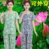 Bông lụa phù hợp với nữ mùa hè ngắn tay trung niên bông hai mảnh đồ ngủ bông mẹ nạp bông có thể được đeo bên ngoài