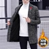 Áo gió nam dài trung niên Hàn Quốc mùa thu và áo khoác mùa đông Kiểu tóc nam đẹp trai cộng với xu hướng áo nhung - Áo gió