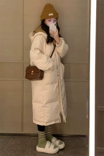 Белый пуховик, зимняя длинная куртка, коллекция 2023, подходит для подростков, средней длины, увеличенная толщина