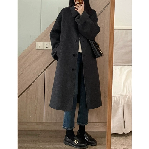 Демисезонное шерстяное пальто, коллекция 2023, изысканный стиль, увеличенная толщина