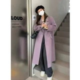Демисезонное сиреневое шерстяное пальто, куртка, коллекция 2023, увеличенная толщина, подходит для подростков, изысканный стиль