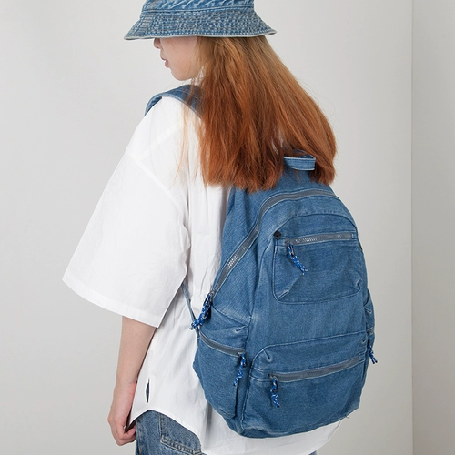 Оригинальная джинсовая вместительная и большая сумка через плечо, школьный рюкзак для отдыха, с вышивкой, японские и корейские