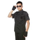 Комплект, черный лонгслив, летняя униформа для работы для тренировок, короткий рукав