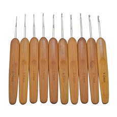 Игла 套装 碳化钩针 竹柄单头钩针 毛衣毛线勾针 diy编织工具