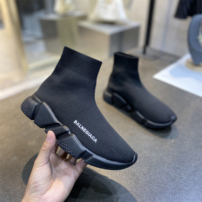 Black - Black Flat Heel Velvet Liningins elastic force Socks and shoes men and women Same 2021 Spring Gao Bang Internal elevation Versatile Flat heel motion leisure time Women's Shoes