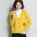 Mùa thu 2018 áo mới nữ mùa xuân và mùa thu ngắn đoạn đầu mùa thu nữ phiên bản Hàn Quốc của áo len dệt kim lỏng lẻo đan len - Áo len cổ chữ V