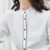 [79 nhân dân tệ mới] áo sơ mi nữ tay dài 2018 xuân hè mới siêu áo sơ mi nữ mùa thu cổ áo đứng - Áo sơ mi