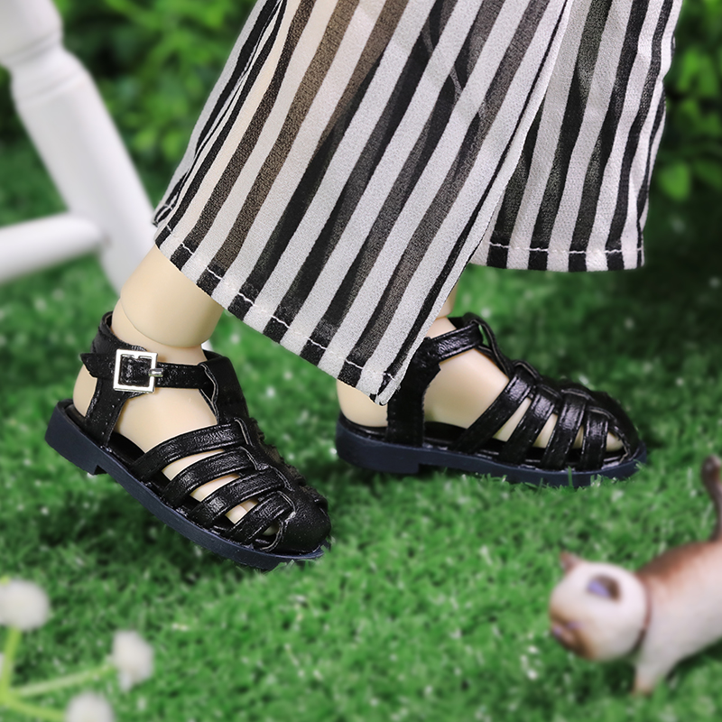 Picket Mysterium gå BJD baby shoes 4 points black and white Roman versatile pig cage shoes  sandals single shoe doll wear doll special fashionBJD baby shoes 4 points  black and white Roman versatile pig cage