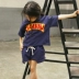 Bộ đồ trẻ em phiên bản Hàn Quốc 2019 hè mới cho bé gái quần short cotton hai dây Bộ đồ ngắn tay cho bé trai lớn - Trang phục dành cho cha mẹ và con Trang phục dành cho cha mẹ và con