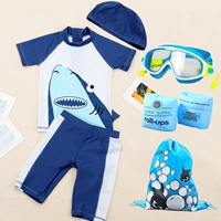 Детский купальник, штаны для мальчиков, комплект для плавания, 2-12 лет, подходит для подростков, короткий рукав, защита от солнца