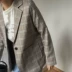 Mùa xuân mới của Hàn Quốc chic cao đẳng gió retro kiểm tra ve áo một nút lỏng ngắn phù hợp với áo khoác nữ vest nữ cá tính Business Suit
