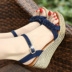 Belle pha lê khách mùa hè mới muffin dép nữ bohemian nền tảng cao gót giày của phụ nữ với dép nêm Sandal