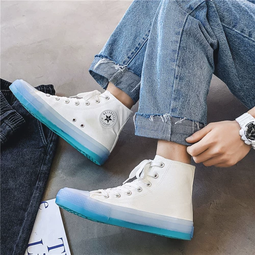 Летняя высокая трендовая универсальная тканевая белая обувь, 2021 года, в корейском стиле