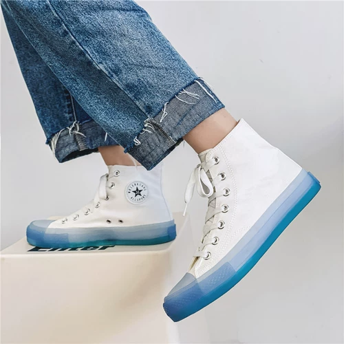 Летняя высокая трендовая универсальная тканевая белая обувь, 2021 года, в корейском стиле