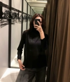 Zara, осенний базовый трикотажный лонгслив, свитер, высокий воротник