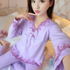 Bộ đồ ngủ cotton mùa xuân và mùa thu dành cho nữ mùa hè mỏng đồ bộ vải đũi Bộ Pajama